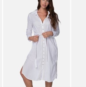 A LINE DRESS SUBTLE PLEATS POCKETS SIZE 2 BOSTON PROPER WHITE           c